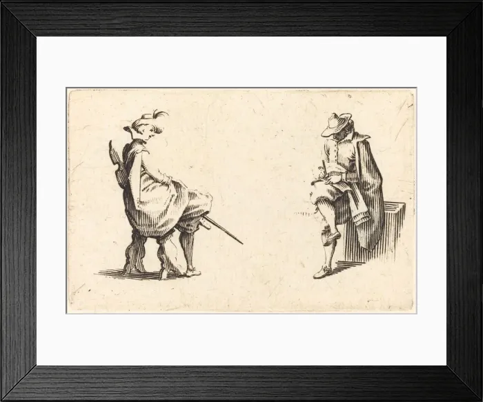 Framed Print : Two Seated Figures, c. 1622. Creator: Jacques Callot Framed Print : Two Seated Figures, c. 1622. Creator: Jacques Callot