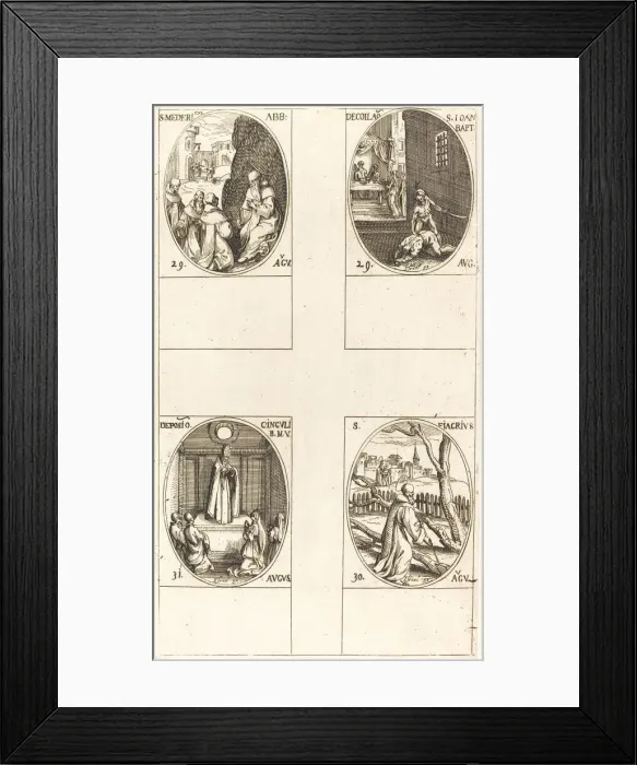 Framed Print : St. Mederic, Abbot; Beheading of John the Baptist; St. Fiacre; Festival of the Virgin Framed Print : St. Mederic, Abbot; Beheading of John the Baptist; St. Fiacre; Festival of the Virgin