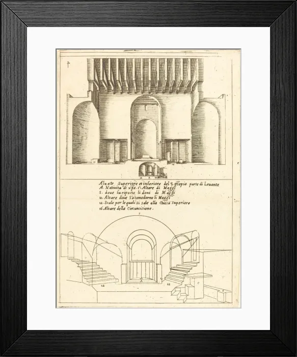 Framed Print : Elevation of the Church of the Holy Manger, 1619. Creator: Jacques Callot Framed Print : Elevation of the Church of the Holy Manger, 1619. Creator: Jacques Callot