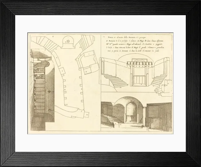 Framed Print : Plan and Elevation of the Church of the Holy Nativity, 1619. Creator: Jacques Callot Framed Print : Plan and Elevation of the Church of the Holy Nativity, 1619. Creator: Jacques Callot
