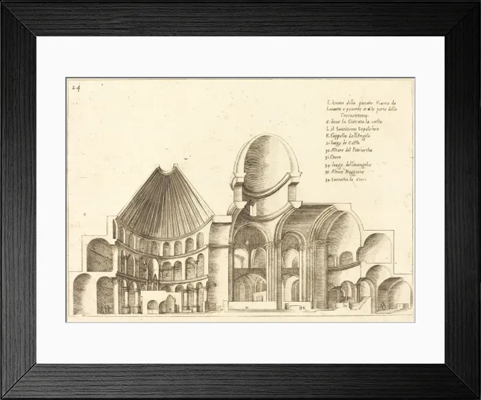 Framed Print : Cross-Section of the Church of the Holy Sepulchre, 1619. Creator: Jacques Callot Framed Print : Cross-Section of the Church of the Holy Sepulchre, 1619. Creator: Jacques Callot