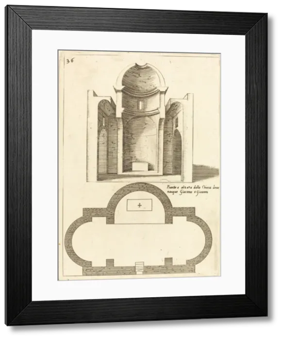 Framed Print : Plan and Elevation of the Church of Saints James and John, 1619. Creator: Jacques Callot Framed Print : Plan and Elevation of the Church of Saints James and John, 1619. Creator: Jacques Callot