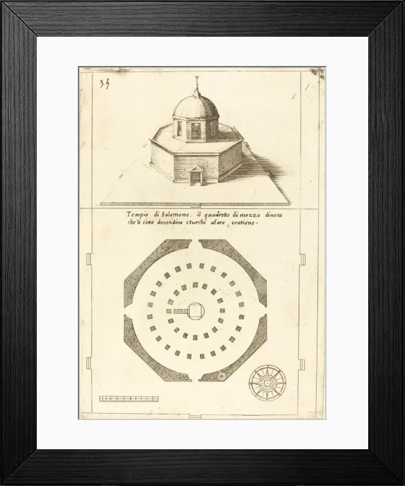 Framed Print : Plan and Rendering of the Temple of Solomon, 1619. Creator: Jacques Callot Framed Print : Plan and Rendering of the Temple of Solomon, 1619. Creator: Jacques Callot