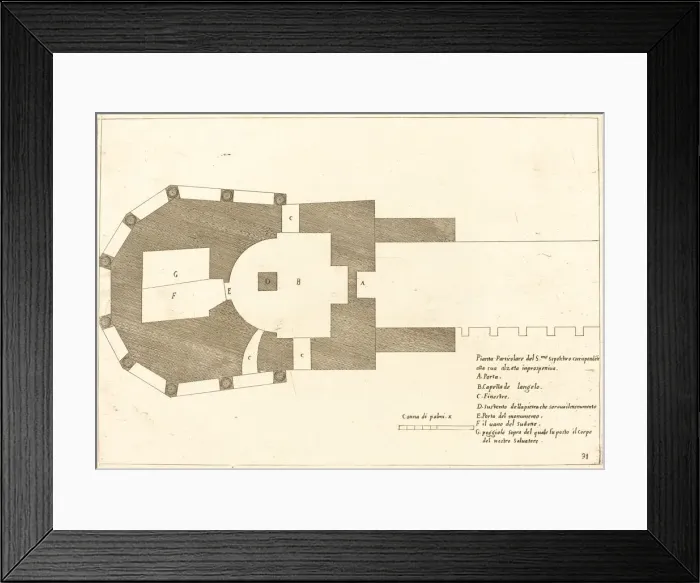 Framed Print : Plan of the Church of the Holy Sepulchre, 1619. Creator: Jacques Callot Framed Print : Plan of the Church of the Holy Sepulchre, 1619. Creator: Jacques Callot