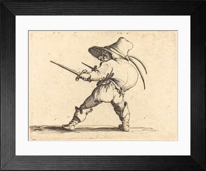 Framed Print : Duellist with Sword and Dagger, c. 1622. Creator: Jacques Callot Framed Print : Duellist with Sword and Dagger, c. 1622. Creator: Jacques Callot