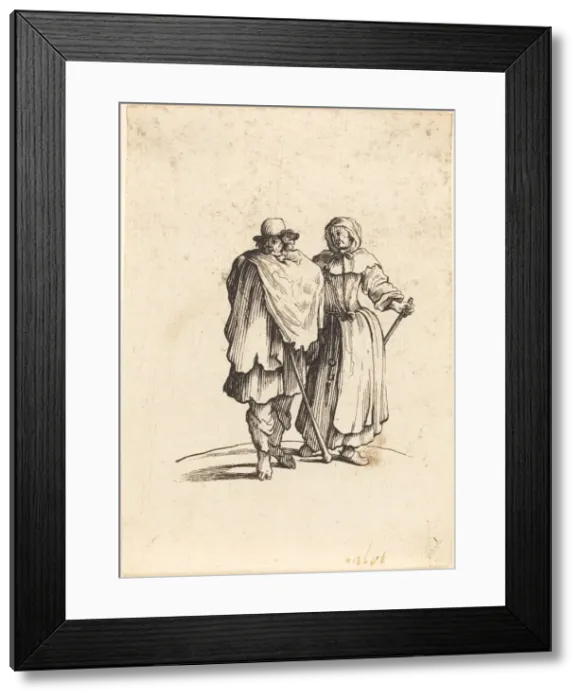 Framed Print : Beggar Couple, 17th century. Creator: Unknown Framed Print : Beggar Couple, 17th century. Creator: Unknown
