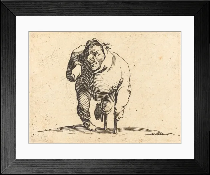 Framed Print : Cripple with Crutch and Wooden Leg, c. 1622. Creator: Jacques Callot Framed Print : Cripple with Crutch and Wooden Leg, c. 1622. Creator: Jacques Callot