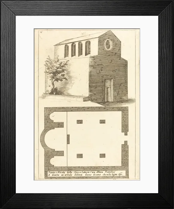 Framed Print : Plan and Elevation of the Church near the House of Annas, 1619. Creator: Jacques Callot Framed Print : Plan and Elevation of the Church near the House of Annas, 1619. Creator: Jacques Callot