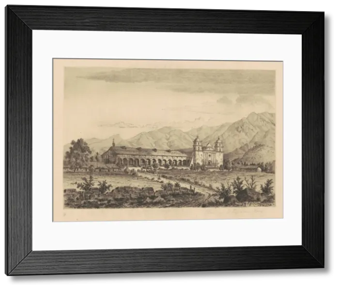 Framed Print : Mission Santa Barbara, 1883. Creator: Henry Chapman Ford Framed Print : Mission Santa Barbara, 1883. Creator: Henry Chapman Ford