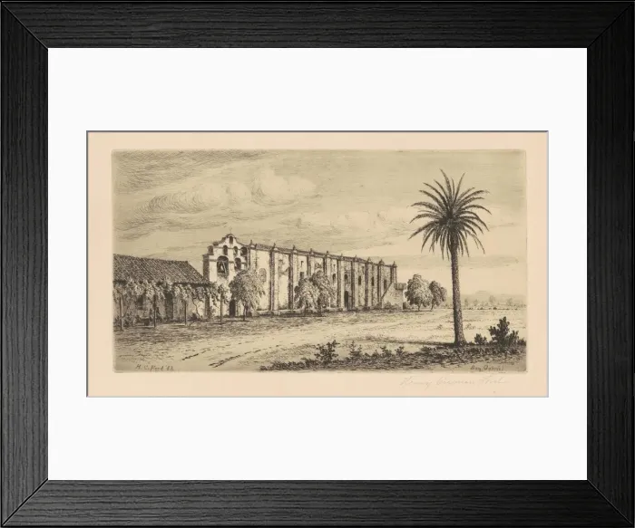 Framed Print : Mission San Gabriel Arcangel, 1883. Creator: Henry Chapman Ford Framed Print : Mission San Gabriel Arcangel, 1883. Creator: Henry Chapman Ford