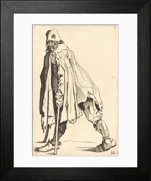Framed Print : Beggar with Crutches and Cap. Creator: Unknown Framed Print : Beggar with Crutches and Cap. Creator: Unknown