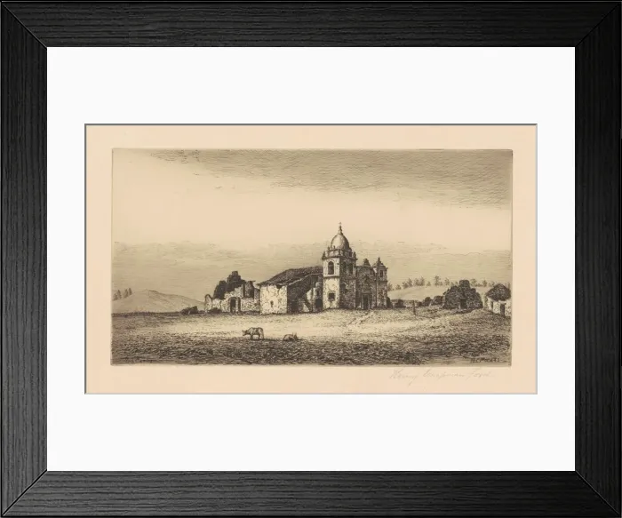 Framed Print : Mission San Carlos Borromeo, 1883. Creator: Henry Chapman Ford Framed Print : Mission San Carlos Borromeo, 1883. Creator: Henry Chapman Ford