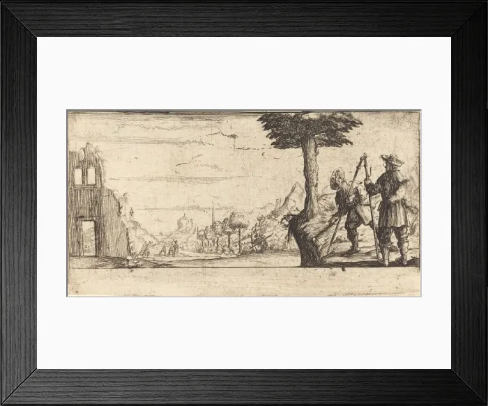 Framed Print : Landscape with Two Pilgrims. Creator: Unknown Framed Print : Landscape with Two Pilgrims. Creator: Unknown