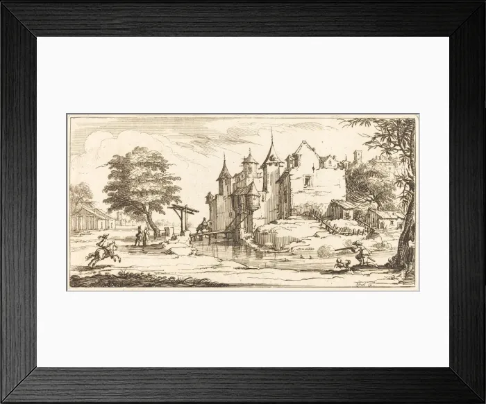 Framed Print : Chateau with a Drawbridge, 1635 or after. Creator: Unknown Framed Print : Chateau with a Drawbridge, 1635 or after. Creator: Unknown