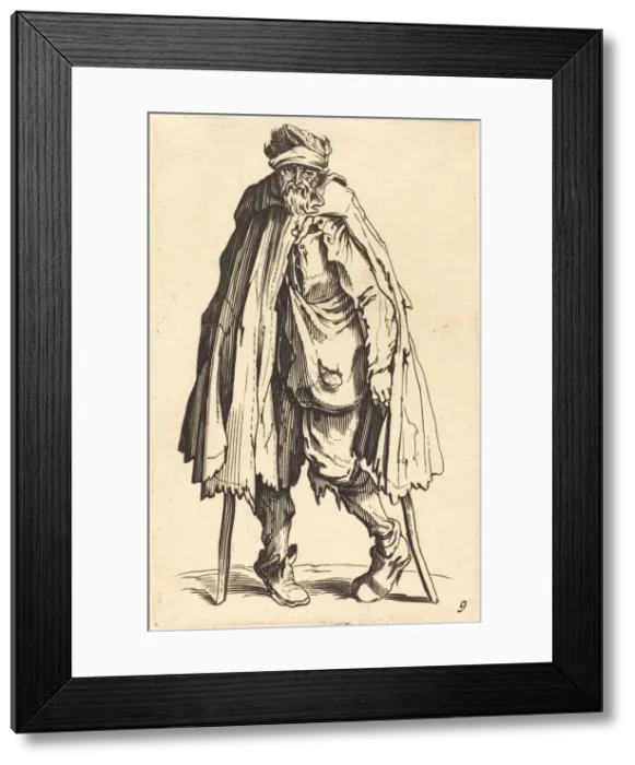 Framed Print : Beggar with Crutches and Sack. Creator: Unknown