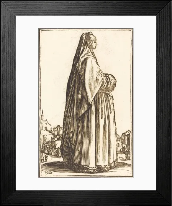 Framed Print : Noble Woman Wearing a Veil and a Dress Trimmed in Fur. Creator: Unknown Framed Print : Noble Woman Wearing a Veil and a Dress Trimmed in Fur. Creator: Unknown
