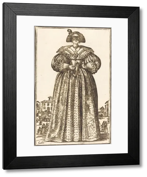 Framed Print : Masked Noble Woman. Creator: Unknown Framed Print : Masked Noble Woman. Creator: Unknown