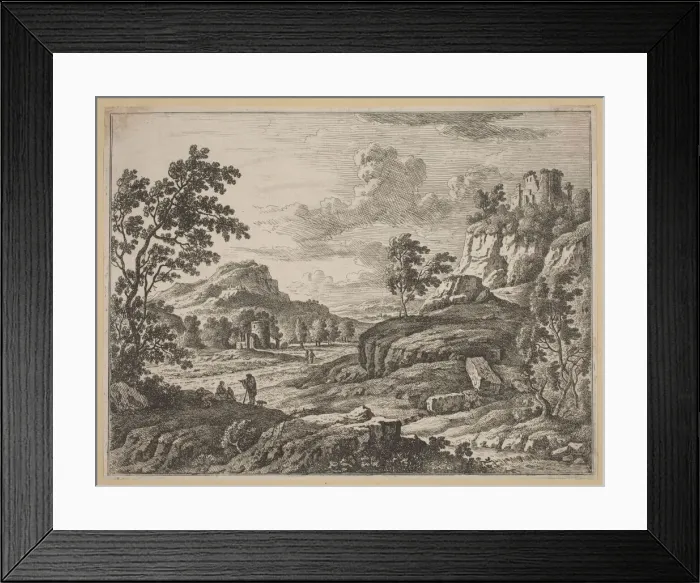 Framed Print : Landscape with Two Ruined Towers. Creator: Johann Christoph Dietzsch Framed Print : Landscape with Two Ruined Towers. Creator: Johann Christoph Dietzsch