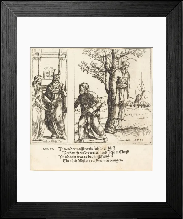 Framed Print : Judas Returns the Thirty Pieces of Silver, 1548. Creator: Augustin Hirschvogel Framed Print : Judas Returns the Thirty Pieces of Silver, 1548. Creator: Augustin Hirschvogel
