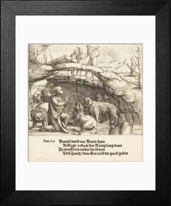 Framed Print : Daniel in the Lions Den, 1549. Creator: Augustin Hirschvogel Framed Print : Daniel in the Lions Den, 1549. Creator: Augustin Hirschvogel