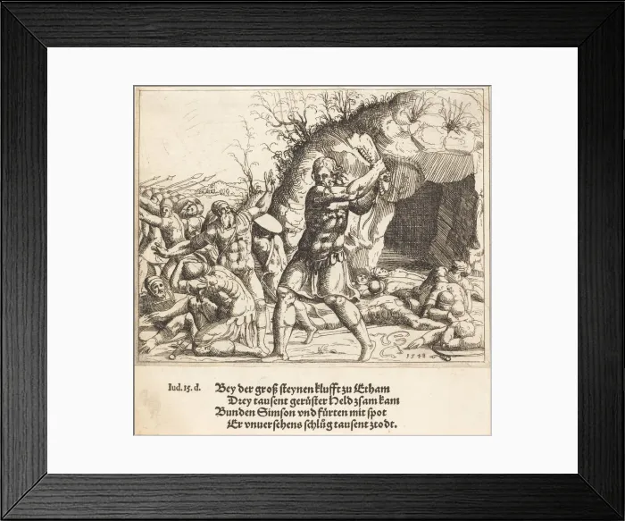 Framed Print : Samson Slays the Philistines, 1548. Creator: Augustin Hirschvogel Framed Print : Samson Slays the Philistines, 1548. Creator: Augustin Hirschvogel