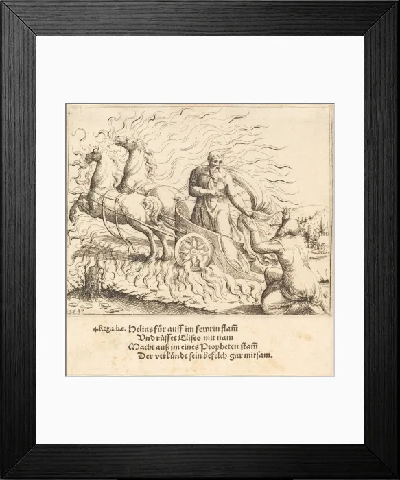 Framed Print : Elijah is Taken up to Heaven, 1547. Creator: Augustin Hirschvogel Framed Print : Elijah is Taken up to Heaven, 1547. Creator: Augustin Hirschvogel