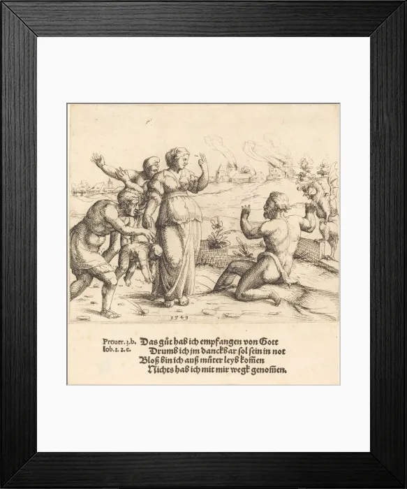 Framed Print : Job Learns of His Misfortunes, 1549. Creator: Augustin Hirschvogel Framed Print : Job Learns of His Misfortunes, 1549. Creator: Augustin Hirschvogel