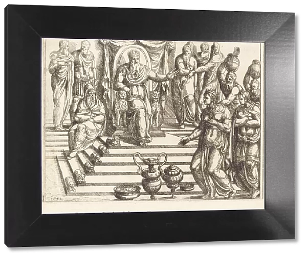 Queen of Shebas Visit to Solomon, 1548. Creator: Augustin Hirschvogel