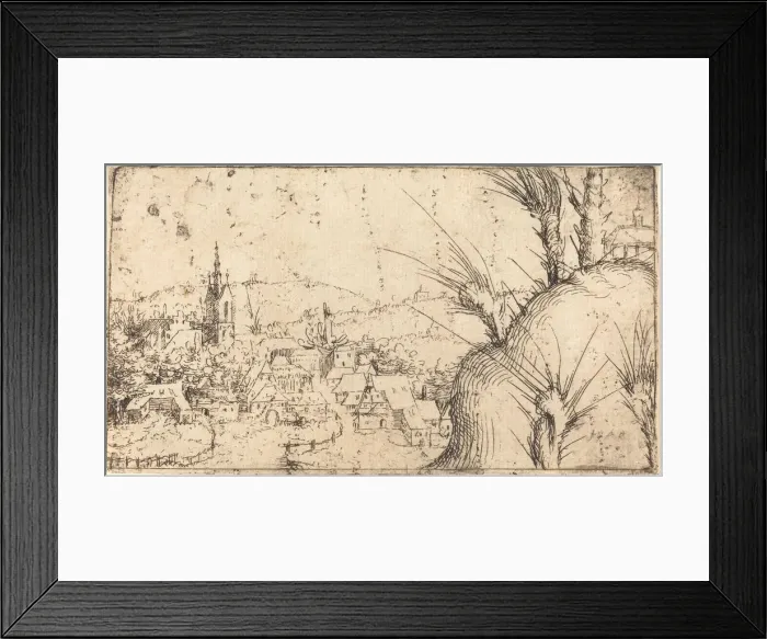 Framed Print : Landscape with a Town at Left, 1549. Creator: Augustin Hirschvogel Framed Print : Landscape with a Town at Left, 1549. Creator: Augustin Hirschvogel