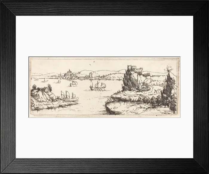 Framed Print : Landscape with Sail Boats, 1546. Creator: Augustin Hirschvogel Framed Print : Landscape with Sail Boats, 1546. Creator: Augustin Hirschvogel