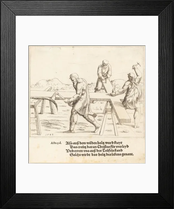 Framed Print : The Preparation of the Cross, 1548. Creator: Augustin Hirschvogel
