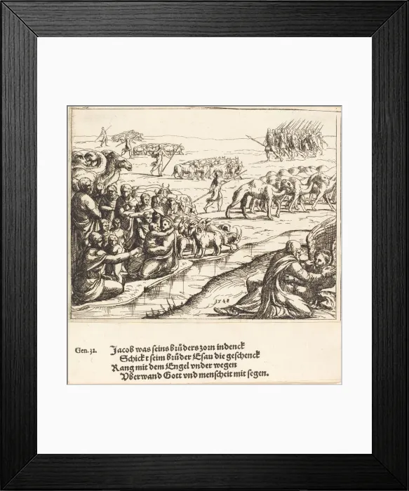 Framed Print : Jacob Wrestling with the Angel, 1548. Creator: Augustin Hirschvogel Framed Print : Jacob Wrestling with the Angel, 1548. Creator: Augustin Hirschvogel