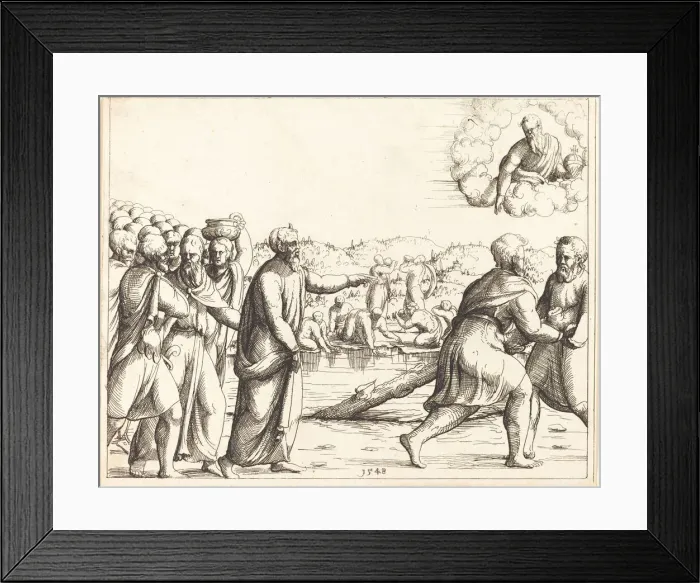 Framed Print : The Lord Sweetens the Waters of Marah. Creator: Augustin Hirschvogel Framed Print : The Lord Sweetens the Waters of Marah. Creator: Augustin Hirschvogel