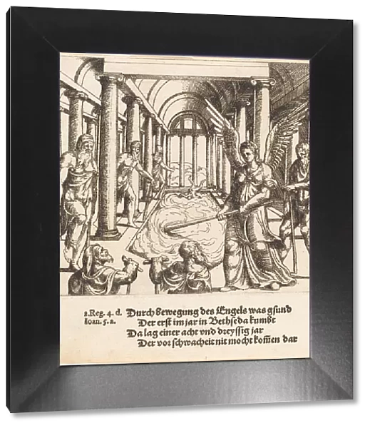 The Angel Agitating the Pool of Bethesda, 1548. Creator: Augustin Hirschvogel