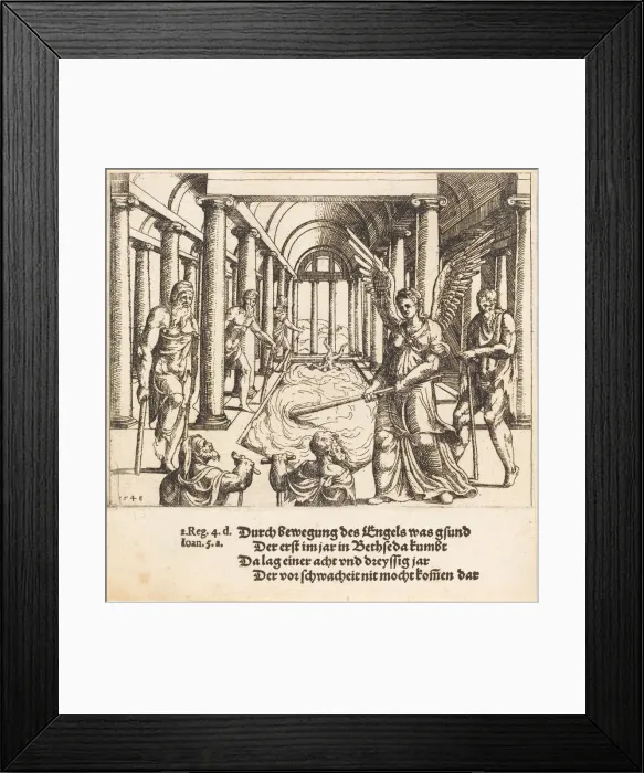 Framed Print : The Angel Agitating the Pool of Bethesda, 1548. Creator: Augustin Hirschvogel Framed Print : The Angel Agitating the Pool of Bethesda, 1548. Creator: Augustin Hirschvogel