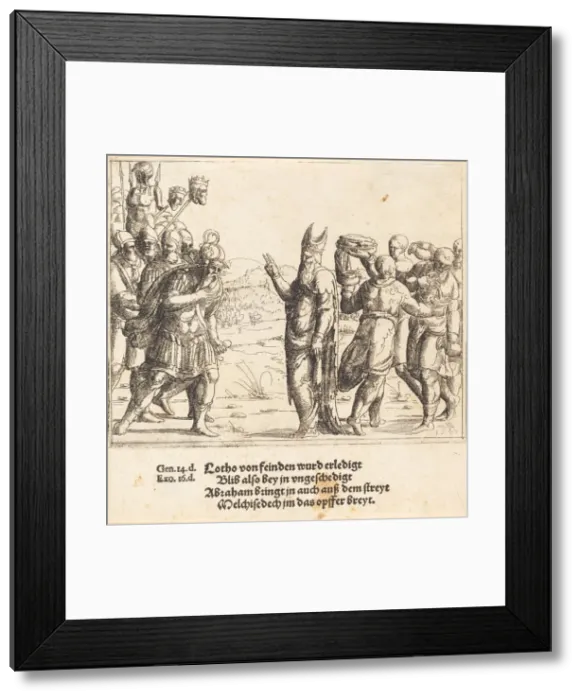 Framed Print : Melchizedek with Bread and Wine, 1547. Creator: Augustin Hirschvogel Framed Print : Melchizedek with Bread and Wine, 1547. Creator: Augustin Hirschvogel