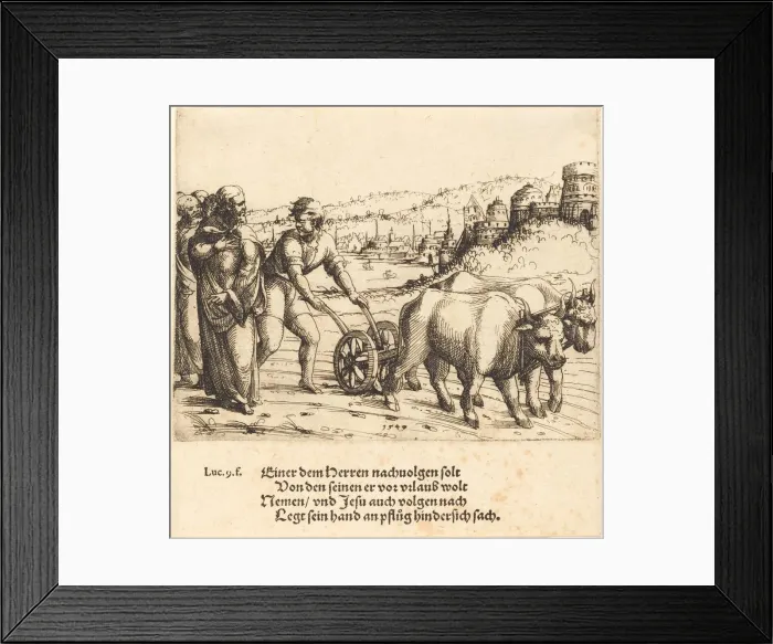 Framed Print : No One Who Puts His Hand on the Plow and Looks Back ia a Follower of Christ, 1549 Framed Print : No One Who Puts His Hand on the Plow and Looks Back ia a Follower of Christ, 1549