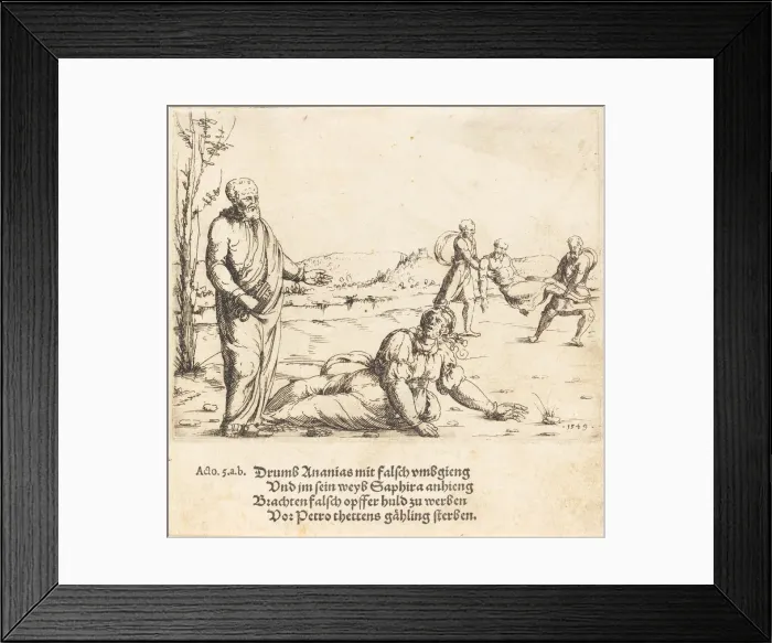 Framed Print : The Punishment of Ananias and Sapphira, 1549. Creator: Augustin Hirschvogel Framed Print : The Punishment of Ananias and Sapphira, 1549. Creator: Augustin Hirschvogel