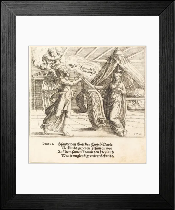 Framed Print : The Annunciation, 1548. Creator: Augustin Hirschvogel Framed Print : The Annunciation, 1548. Creator: Augustin Hirschvogel