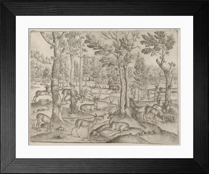 Framed Print : Deer in the Forest, c. 1520. Creator: Unknown Framed Print : Deer in the Forest, c. 1520. Creator: Unknown