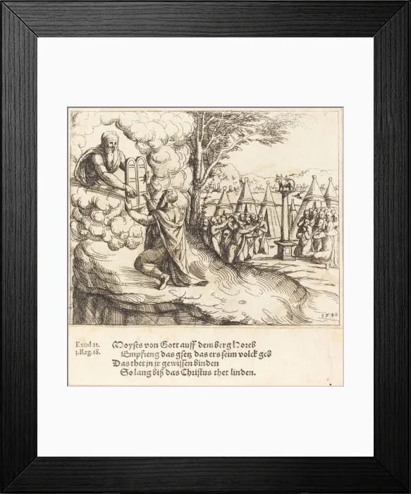 Framed Print : Moses Receiving the Tablets, 1548. Creator: Augustin Hirschvogel Framed Print : Moses Receiving the Tablets, 1548. Creator: Augustin Hirschvogel