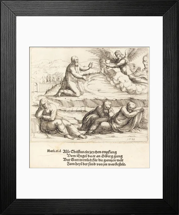 Framed Print : The Agony in the Garden, 1548. Creator: Augustin Hirschvogel Framed Print : The Agony in the Garden, 1548. Creator: Augustin Hirschvogel