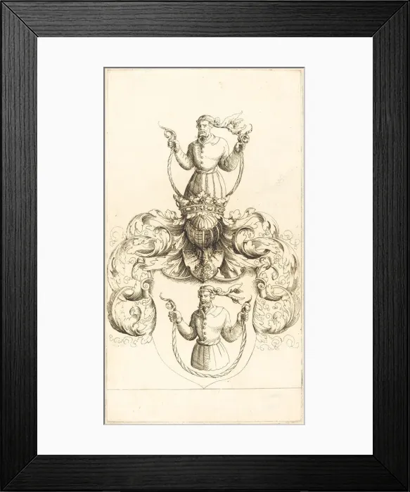 Framed Print : Coat of Arms of Unknown Man. Creator: Augustin Hirschvogel Framed Print : Coat of Arms of Unknown Man. Creator: Augustin Hirschvogel