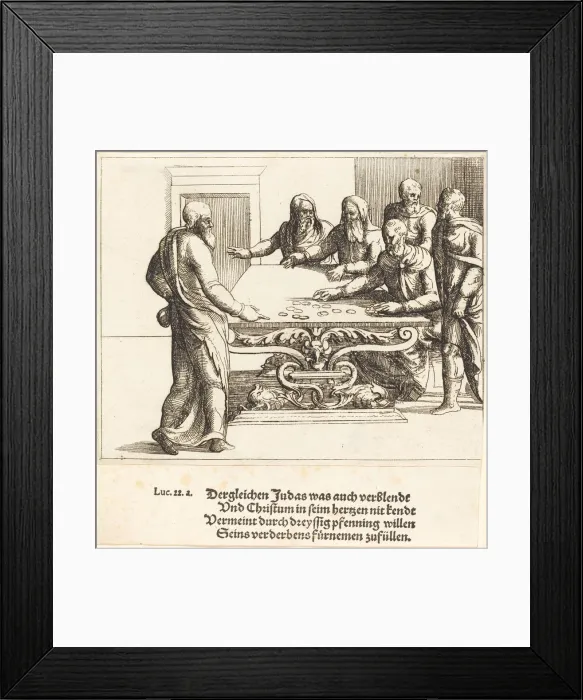 Framed Print : The Payment of Judas. Creator: Augustin Hirschvogel Framed Print : The Payment of Judas. Creator: Augustin Hirschvogel
