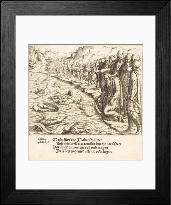 Framed Print : Moses Closing the Red Sea, 1548. Creator: Augustin Hirschvogel Framed Print : Moses Closing the Red Sea, 1548. Creator: Augustin Hirschvogel