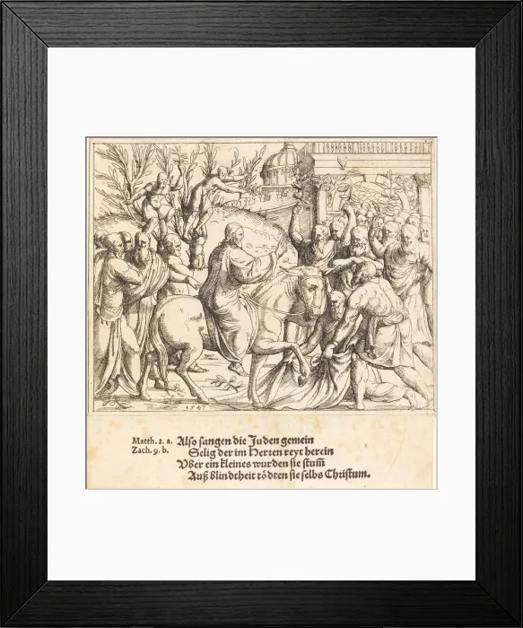 Framed Print : The Entry into Jerusalem, 1547. Creator: Augustin Hirschvogel Framed Print : The Entry into Jerusalem, 1547. Creator: Augustin Hirschvogel