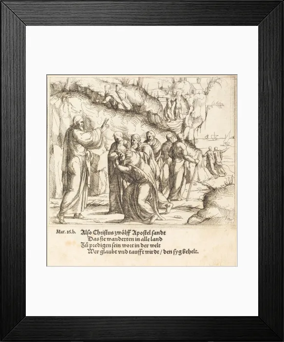 Framed Print : Christ Charges the Apostles of their Mission, 1548. Creator: Augustin Hirschvogel Framed Print : Christ Charges the Apostles of their Mission, 1548. Creator: Augustin Hirschvogel