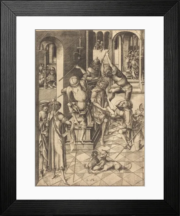 Framed Print : The Crowning with Thorns, c. 1480. Creator: Israhel van Meckenem Framed Print : The Crowning with Thorns, c. 1480. Creator: Israhel van Meckenem
