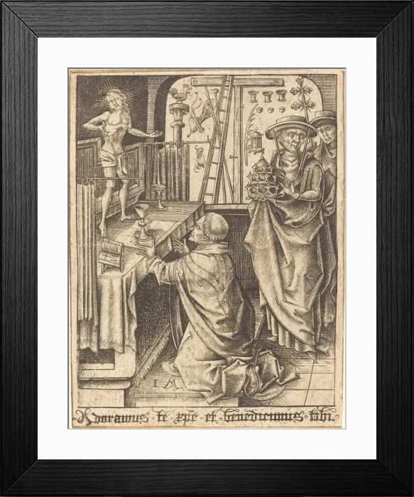 Framed Print : The Mass of Saint Gregory, c. 1480 / 1490. Creator: Israhel van Meckenem Framed Print : The Mass of Saint Gregory, c. 1480 / 1490. Creator: Israhel van Meckenem