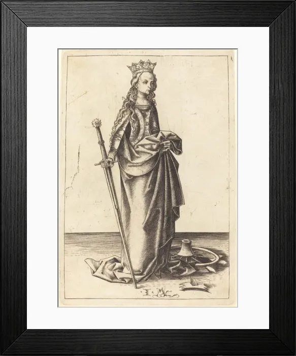 Framed Print : Saint Catherine, c. 1480 / 1490. Creator: Israhel van Meckenem Framed Print : Saint Catherine, c. 1480 / 1490. Creator: Israhel van Meckenem